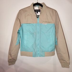 NWT Members Only Womens Size Medium khaki baby blue baseball jacket